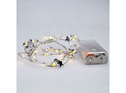 LED řetízek s dekoracemi, 20 LED řetěz, 1m, 2 x AA, IP20