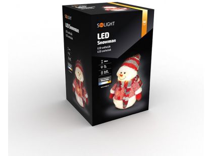 LED sněhulák, 26 cm, 6 x LED, IP20, 3 x AA