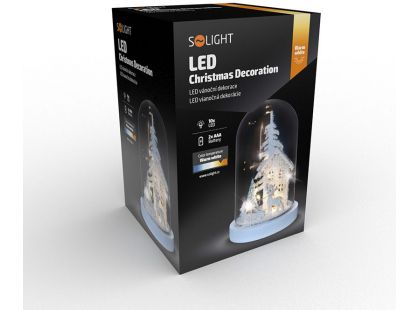 LED vánoční dekorace, zasněžená krajina s domkem, 18 cm, 10 x LED, 2 x AAA