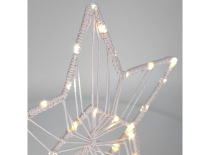 LED vánoční hvězda stolní, pletená, 35 x LED, 2 x AAA