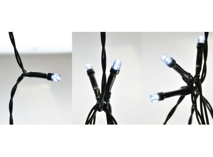 LED vánoční řetěz, 3 m, 20 LED, 3 x AA, bílé světlo, zelený kabel