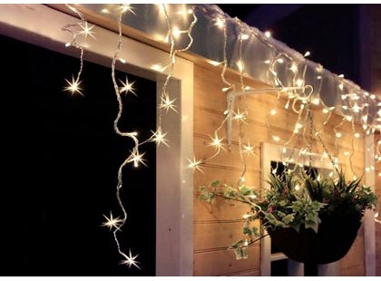 LED vánoční závěs, rampouchy, 120 LED, 3 m x 0,7m, přívod 6m, venkovní, teplé bílé světlo
