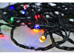 LED venkovní vánoční řetěz, 50 LED, 5 m, přívod 5 m, 8 funkcí, časovač, IP44, vícebarevný
