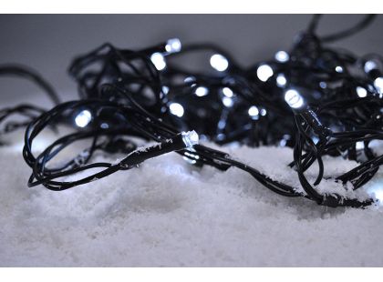 LED venkovní vánoční řetěz, 500 LED, 50 m, přívod 5 m, 8 funkcí, časovač, IP44, studená bílá - Poškozený obal