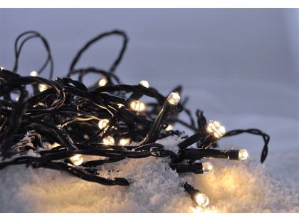 LED venkovní vánoční řetěz, 500 LED, 50 m, přívod 5 m, 8 funkcí, časovač, IP44, teplá bílá