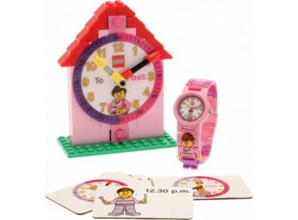 LEGO Time Teacher Výuková stavebnice hodin + hodinky růžové