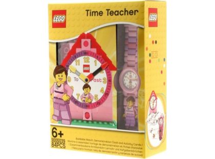LEGO Time Teacher Výuková stavebnice hodin + hodinky růžové