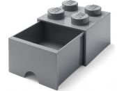 LEGO úložný box 4 s šuplíkem - Tmavě šedá