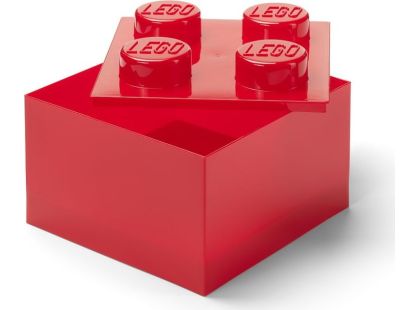 LEGO úložný box 4 s víkem - průhledná červená