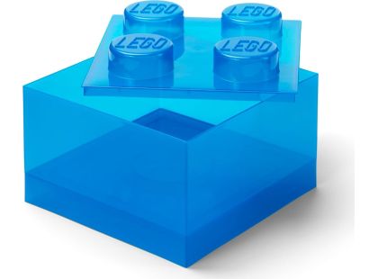 LEGO úložný box 4 s víkem - průhledná modrá