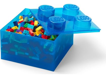 LEGO úložný box 4 s víkem - průhledná modrá