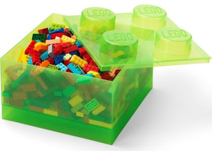 LEGO úložný box 4 s víkem - průhledná zelená