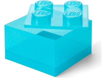 LEGO úložný box 4 s víkem - Třpytivá modrá