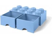LEGO Úložný box 8 s šuplíky - světle modrá - Poškozený obal