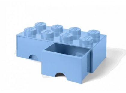 LEGO Úložný box 8 s šuplíky - světle modrá - Poškozený obal