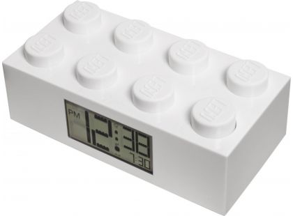LEGO® Brick - hodiny s budíkem, bílé