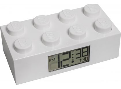 LEGO® Brick - hodiny s budíkem, bílé