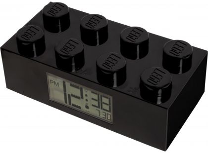 LEGO® Brick - hodiny s budíkem, černé