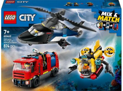 LEGO® City 60462 Remix: Helikoptéra, hasičský vůz a ponorka