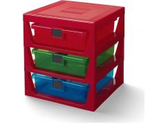 LEGO® organizér se třemi zásuvkami - červená