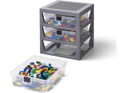 LEGO® organizér se třemi zásuvkami tmavě šedá - Poškozený obal