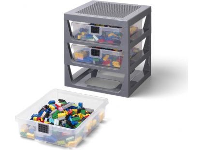 LEGO® organizér se třemi zásuvkami tmavě šedá