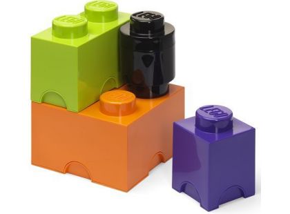 LEGO® úložné boxy Multi-Pack 4 ks - fialová, černá, oranžová, zelená