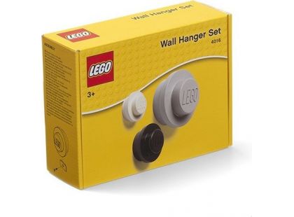 LEGO® věšák na zeď, 3 ks - bílá, černá, šedá