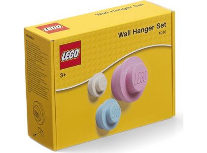 LEGO® věšák na zeď, 3 ks - bílá, světle modrá, růžová