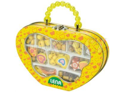 Lena Dřevěné perly v kovovém obalu Žluté