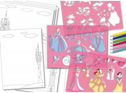 Lena Disney Princess Kreslící šablonky Princezny a malovací sada