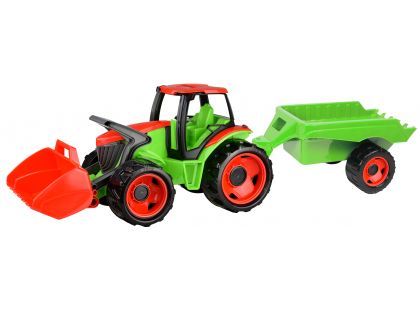 Lena Traktor se lžící a s vozíkem červeno-zelený