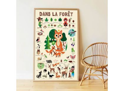 Lesní zvířata vzdělávací samolepkový plakát