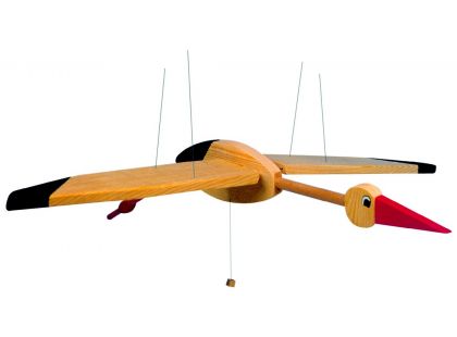 Létací čáp 90cm dřevěný