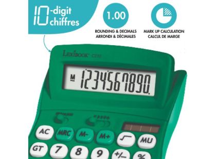 Lexibook 10místná kapesní kalkulačka s gumovým povrchem zelená