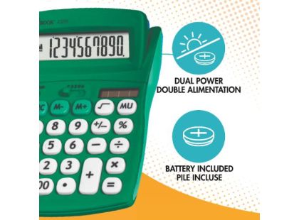 Lexibook 10místná kapesní kalkulačka s gumovým povrchem zelená