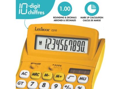Lexibook 10místná kapesní kalkulačka s gumovým povrchem žlutá