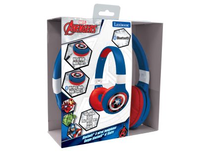 Lexibook 2v1 bluetooth skládací sluchátka Avengers s limitem hlasitosti