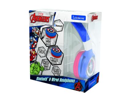 Lexibook 2v1 bluetooth skládací sluchátka Avengers s limitem hlasitosti