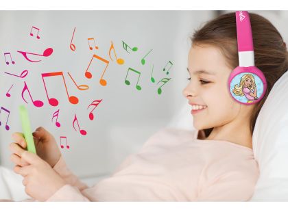 Lexibook 2v1 bluetooth skládací sluchátka Barbie s limitem hlasitosti