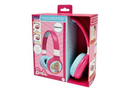 Lexibook 2v1 bluetooth skládací sluchátka Barbie s limitem hlasitosti