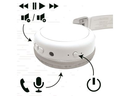 Lexibook 2v1 bluetooth skládací sluchátka bílá