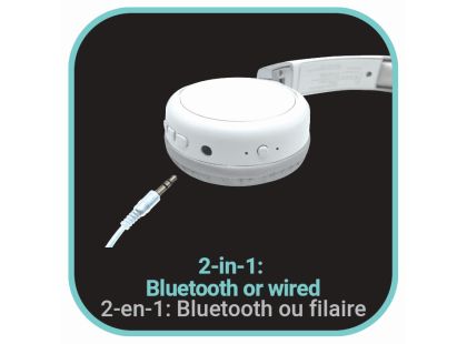Lexibook 2v1 bluetooth skládací sluchátka bílá