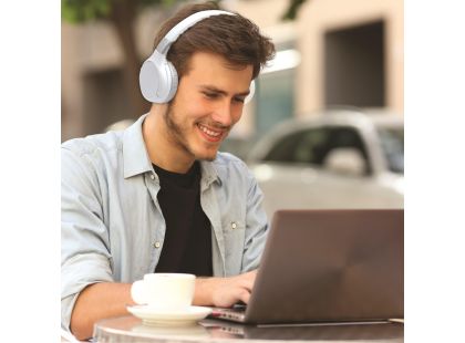 Lexibook 2v1 bluetooth skládací sluchátka bílá