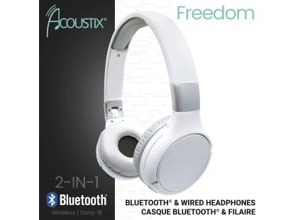 Lexibook 2v1 bluetooth skládací sluchátka bílá