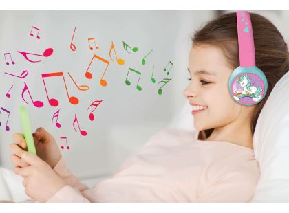 Lexibook 2v1 bluetooth skládací sluchátka Jednorožec s limitem hlasitosti