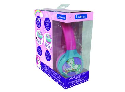 Lexibook 2v1 bluetooth skládací sluchátka Jednorožec s limitem hlasitosti