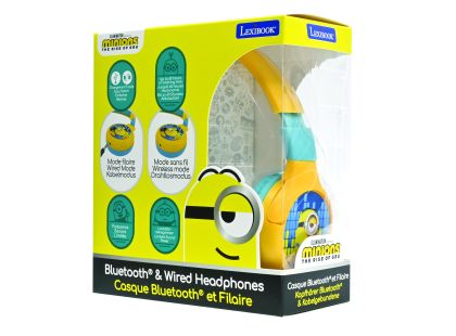 Lexibook 2v1 bluetooth skládací sluchátka Mimoni s limitem hlasitosti