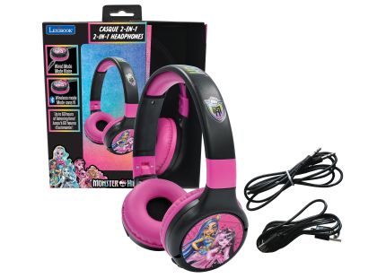 Lexibook 2v1 bluetooth skládací sluchátka Monster High s limitem hlasitosti