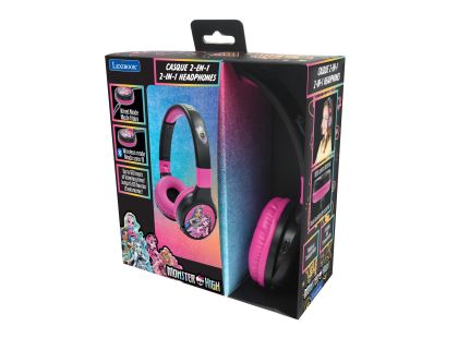 Lexibook 2v1 bluetooth skládací sluchátka Monster High s limitem hlasitosti